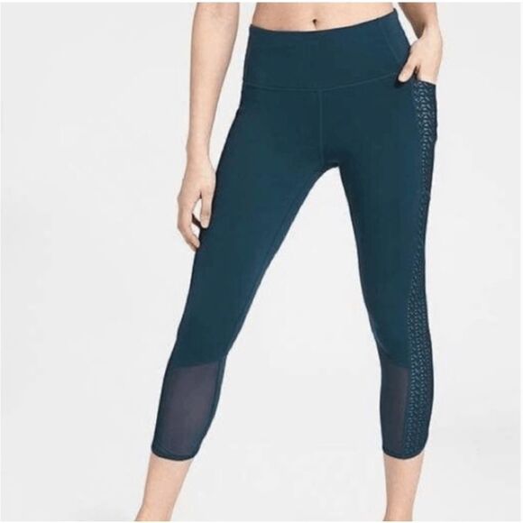 Athleta High Rise Chaturanga Mosaic Crop Activewear Pant SZ XS - ECU - Picture 8 of 8